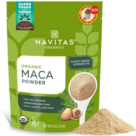 Navitas Organics Maca Powder – 100% Gelatinized Peruvian Maca for Adaptogen Smoothies, Lattes, Baking & More – Energize & Balance - USDA Organic, Non GMO, Vegan, Gluten Free (8oz. Bag, 45 Servings)