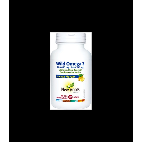 New Roots Wild Omega 3 EPA 660 mg DHA 330 mg Lemon Flavour 120 Softgels