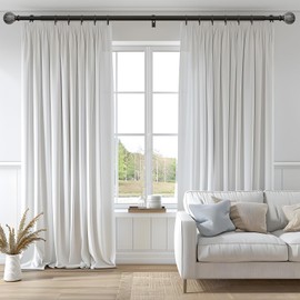 QDWIS Black Curtain Rods for Windows 72 to 144 Inch,1'' Diameter Drapery Rods with Leaf Pattern Finials,Decorative Adjustable Heavy Duty Curtain Rods Set,36-150''