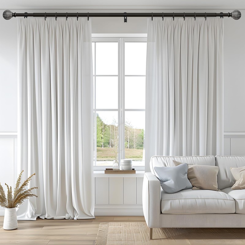 QDWIS Black Curtain Rods for Windows 72 to 144 Inch,1''