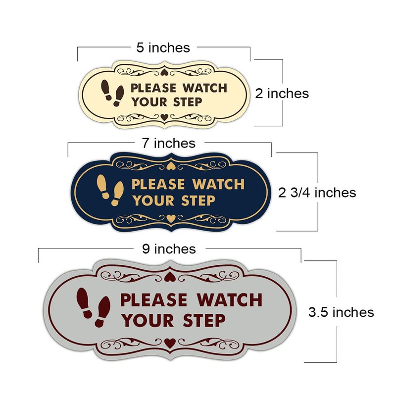Designer Please Watch Your Step (Footprints) Sign (Black Gold) -