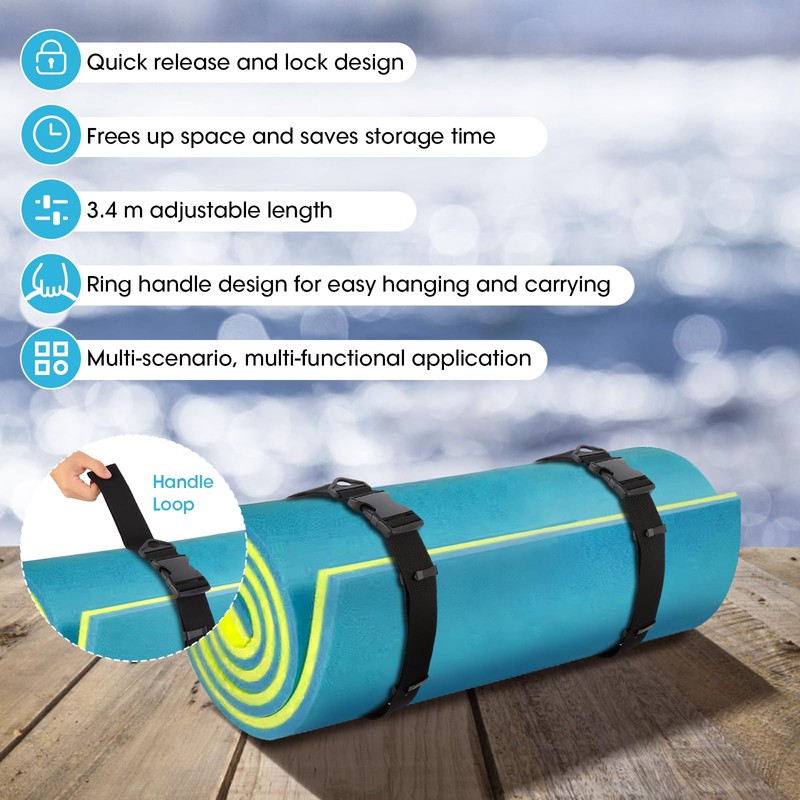 Multifunctional Floating Mat Straps with Quick Release Buckles, Suitable for