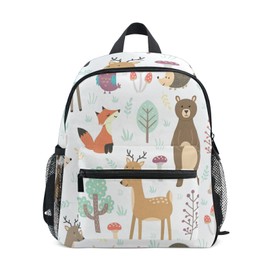 OREZI Fox And Bear Toddler Backpack with Chest Cip for Boyes Girls,Lightweight Preschool Bag Travel Snack Bag