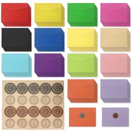 70pcs Mini Envelopes, Small Coloured Envelopes with 100 Stickers, Tiny Colourful Envelopes Ready to Seal, Gift Envelope for Wedding, Small Coloured Envelopes for Birthday Party Supplies