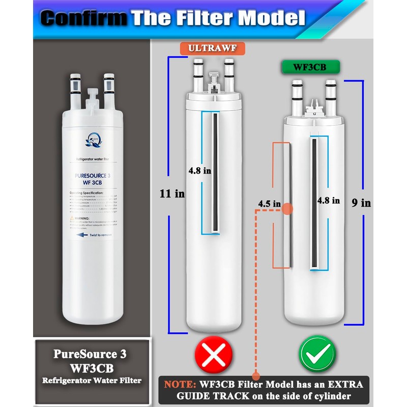 WF3CB Refrigerator Water Filter Compatible with Frigidaire WF3CB Puresource 3