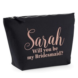 Womens Will You Be My Bridesmaid Makeup Bag - Slogan Wedding Gift Ideas for Bridesmaid - Maid of Honour, Natural, M