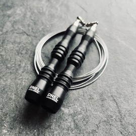 DNELmade DR-PRO Super Speed Spinning Jump Rope Speed Jumping Rope HIIT Crossfit Training Fitness Exercise Adjustable Men Women (Matte Black)