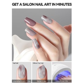 TOROKOM Semi Cured Gel Nail Strips, 20PCS Gel Nail Stickers Full Nail Wraps Strips, Purple Aura Self-Adhesive Gel Nail Strips with Nail File, Wooden Stick & Sealing for Women DIY Manicure Decorations