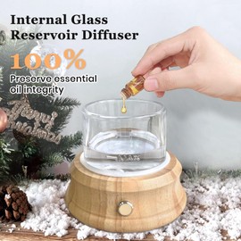 Lecdura 80ML Glass Essential Oil Diffuser with Glass Reservoir & Wood Base, Small Ultrasonic Aroma Diffusers with Auto-Off 7 Color for Home Office Bedroom Yoga