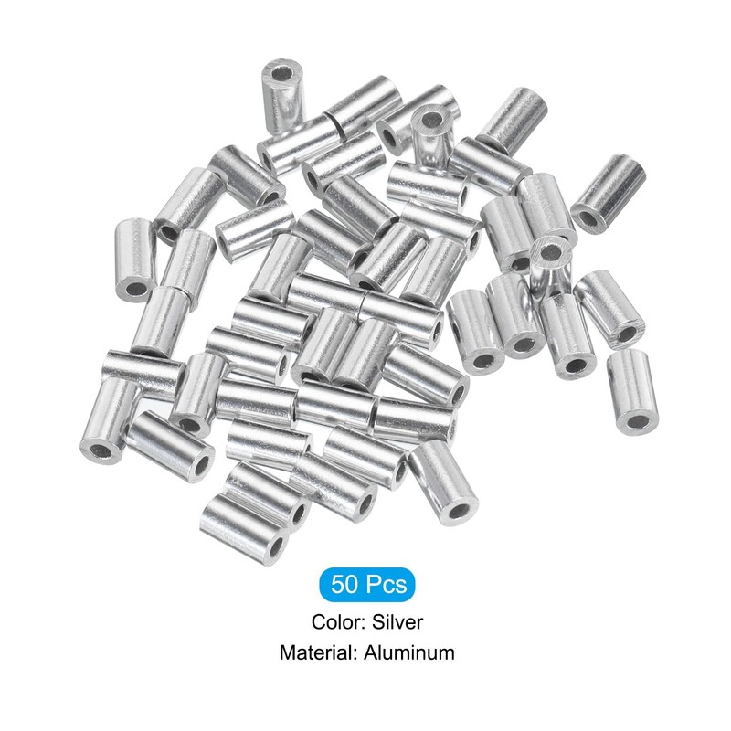 sourcing map 1/16" 1.5mm Aluminum Crimping Loop Sleeve Single Round
