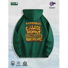 Kanye West "College Dropout" Graphic Hoodie 100% Cotton US Warehouse 7 ColorsColor: Army Green, Size: L