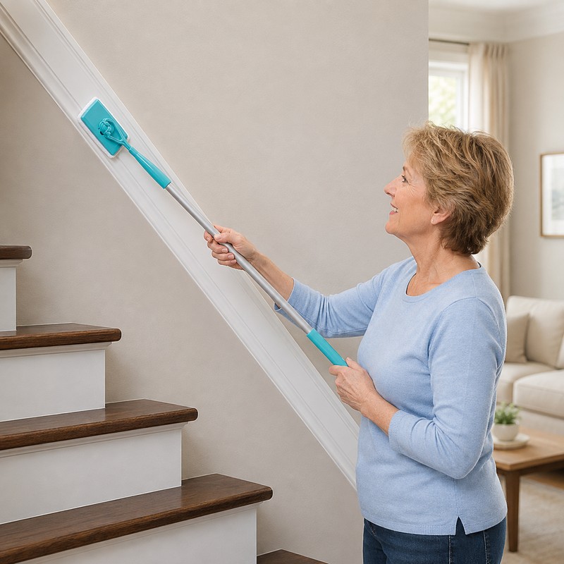 Baseboard Cleaner Mop Pad with Long Handle - 360° Rotating