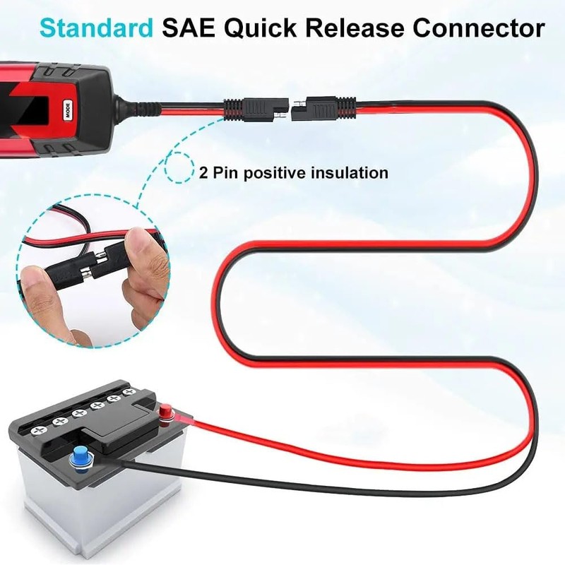 Jienk 2PCS 1FT 10AWG SAE Plug to 2Pin Cable, 30cm