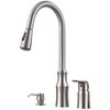 HOTIS 3 Hole Kitchen Faucet with Pull Down Sprayer, Brushed
