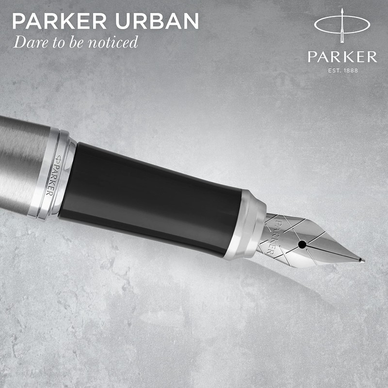 Parker Urban Fountain Pen, Metro Metallic, Medium Nib with Blue