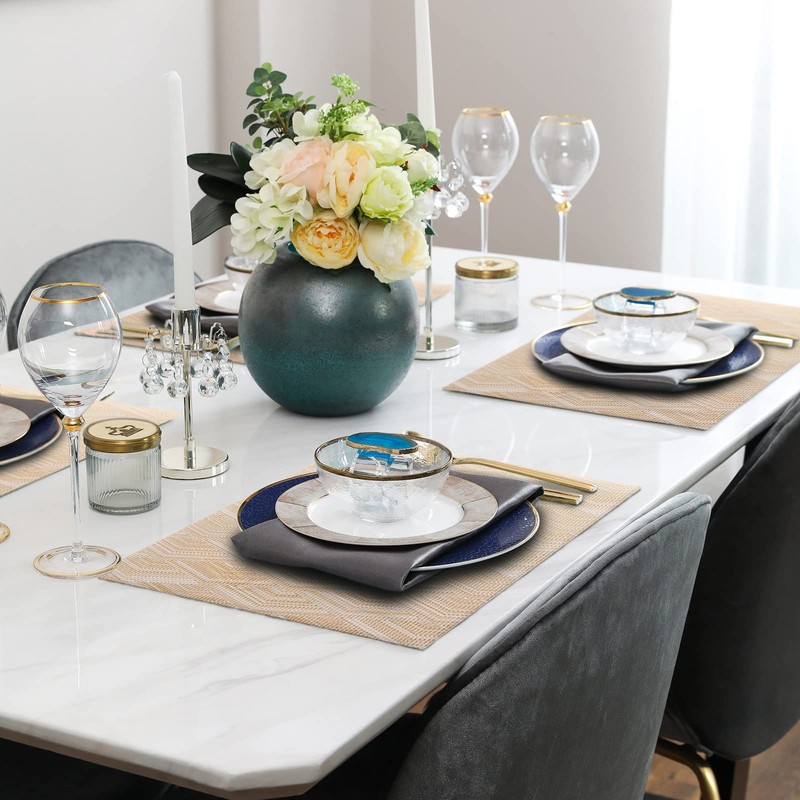 ASYOUWISH Set of 6 PVC Kitchen Table Place Mats, Non-Slip