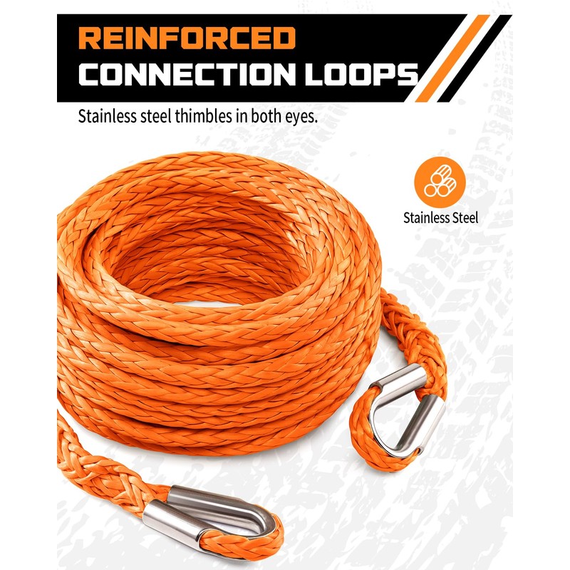 DAYDOOR Winch Rope Extension, 3/8'' x 50ft Synthetic Winch Extension
