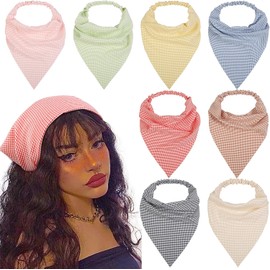 WOVOWOVO 8 pañuelos para el pelo, para mujeres y niñas, antideslizantes, elásticos, bohemios, triángulos, bandana