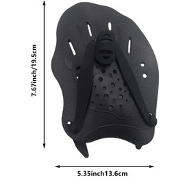 Swimming Training Hand Paddle , Swimming Training Paddle Adjustable Diving Training Hand fin Flat Paddle Swimming Training Auxiliary Professional Swimming Accessories(Black)