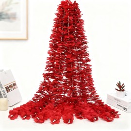 Jickoddffy 33Ft Red Artificial Hanging Flowers Garland Fake Wisteria Flowers Garlands Vine for Party Wedding Garden Wall Decoration (Red,10 Pack)