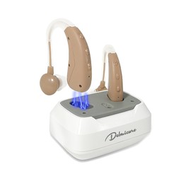 Delmicure Rechargeable Hearing Aids for Seniors with Noise Cancelling, Hearing Amplifiers for Adults with Adjustable Volume& Charging Base