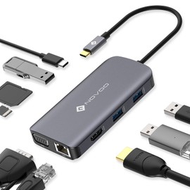NOVOO Docking Staion USB C Hub 9 in 1 Adapter USB C to HDMI 4K x2 VGA Gigabit Ethernet USB 3.0 x3 SD/TF Port PD 3.0 100W Docking Station for MacBook Pro/Air M1 M2