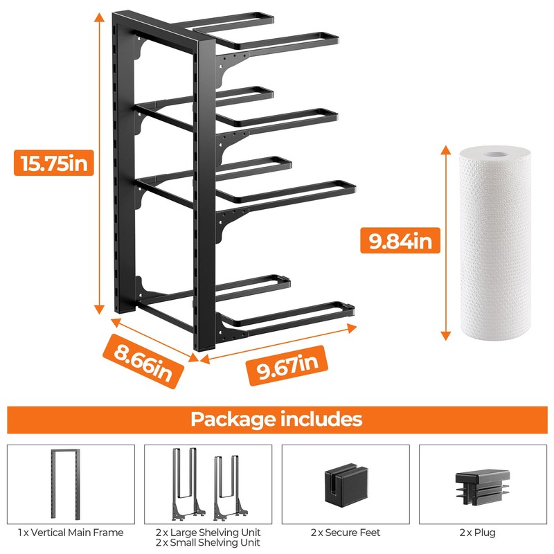MUDEELA Pots and Pans Organizer under Cabinet 15.75" Tall, 4-Tier