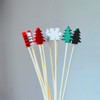 100PCS Christmas Cocktail Sticks, 4.7IN Fruit Picks, Bamboo Cocktail Picks,