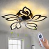haodengshi 25" Black Geometric Ceiling Fan with Lights and Remote