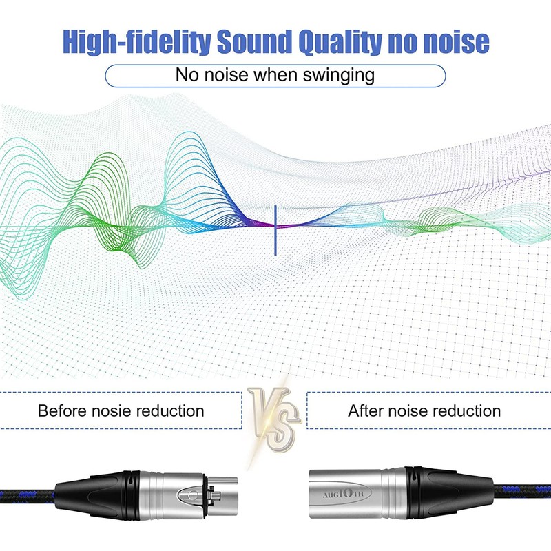 Augioth XLR to XLR Pro Mic Cable 15 Ft 2-Pack