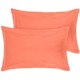 ROYALE LINENS Pillow Shams 2 Pack King Size 20x36 Inch - Brushed 1800 Microfiber - Bed Pillow Shams, Wrinkle Resistant Super Soft and Cozy - Back Overlap Closure - Oxford Pillowcase (King, Coral)