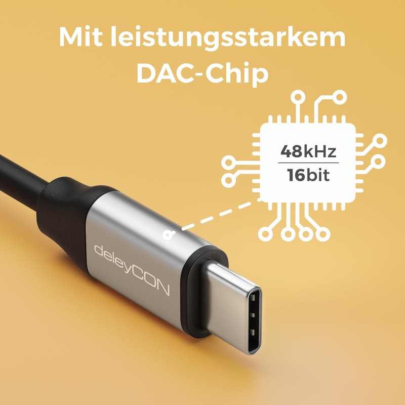 deleyCON USB-C to 3.5 mm Audio Aluminium Adapter - DAC