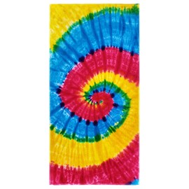 Kaufman - Tie Dye Beach Towels, 100% Soft, Plush Absorbent Cotton Velour, Large Size 30'' x 60'', Quick Dry Beach, Pool and Bath Towel (Rainbow)