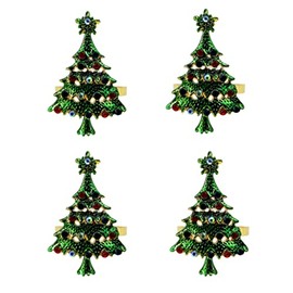 eBoutik – Set of 4 Christmas Table Decoration Napkin Rings - Festive Xmas Napkin Holders for Christmas, Weddings & Thanksgiving (Green Christmas Tree)