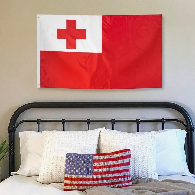 AIMALL 90 X 150CM Tongan Flag Large Puleʻanga Fakatuʻi ʻO