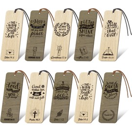 Chunful 20 Pieces Christmas Bible Verse Bookmarks Wooden Christian Religious Scripture Bookmarks, Inspirational Gifts for Women Men, 5 x 2 Inches