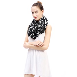Lina & Lily Horse Animal Print Women's Infinity Scarf Lightweight (Black & White)