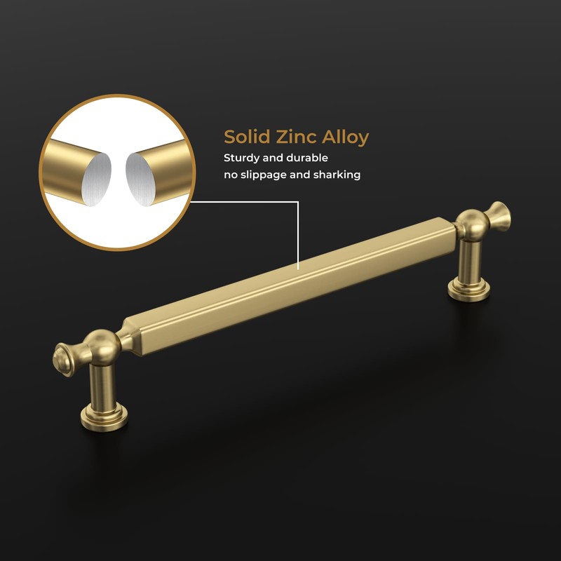 Haliwu 10 Pack Brushed Gold Cabinet Pulls, Kitchen Cabinet Handles