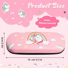 Nezyo Pack of 2 Honey Bee Unicorn Glasses Case Girls Sunglasses Case with 2 Cleaning Cloths (Honey Bee), Blue, pink