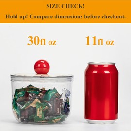 DLRDLR 30oz Plastic Candy Dish with Airtight Lid for Office Desk, Clear Food Storage jar for cookies, Snacks, Pantry Organization
