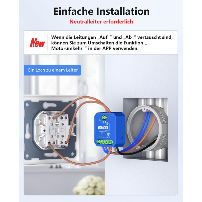 YOMOGI Set of 4 WiFi Roller Shutter Switches with RF