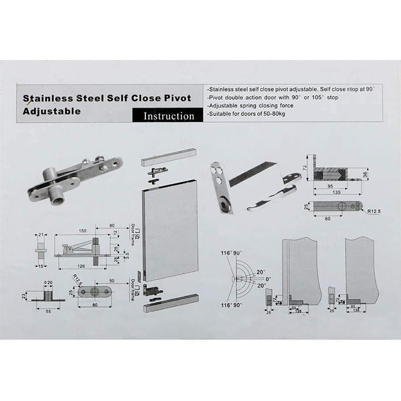 Ranbo Commercial/Home Self Closing Door Pivot Hinges Heavy Duty Hidden