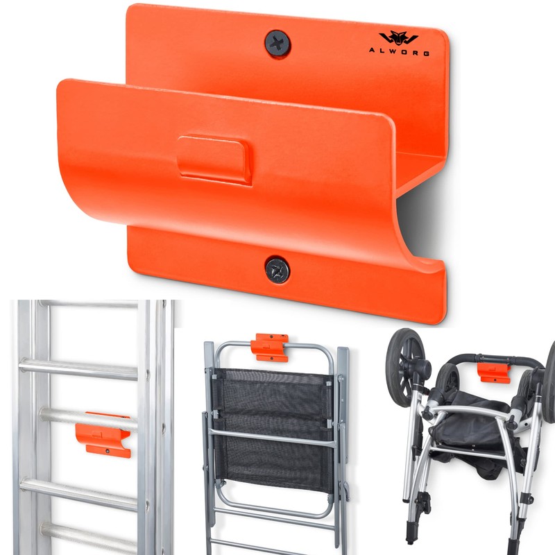 Orange Garage Storage Hooks - Heavy Duty Ladder Wall Mount,