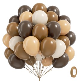 60pcs Brown Balloons 12inch with Dark Brown Coffee Nude Sand White Balloons for Boho Neutral Cowboy Baby Shower Birthday Party Decorations