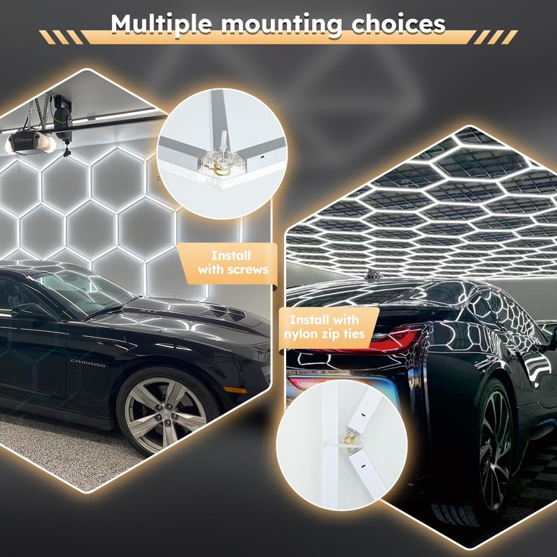 ALLYES Hexagon Garage LED Lights - Hexagonal LED Panel, 6500K,5940LM,