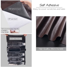 BONAIER Leather Repair Patch 17X79 inch Large Self-Adhesive Leather Repair Tape, Reupholster Leather Patches for Furniture Couch Chairs Car Seat (Smooth Weave Brown, 17x79 inch)