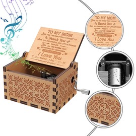 Bolunlun You are My Sunshine Music Box, Daughter Gift for mom, Wood Laser Engraving Vintage Music Box, Mother's Day, Birthday/Christmas Best Gift (Daughter to mom)