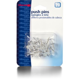 Officemate Pushpins, Clear, Pack Of 20 (92607)