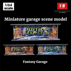 NUEIOVRW 1/64 Diorama Car Garage Model, Tri-Mode Lighting Adjustable Parking Scene Model Display, Diecast Model Cars Showcase, for Hot Wheels Garage Display Case (Fantasy Garage)