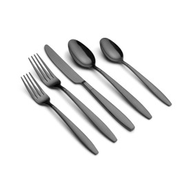 Cambridge Mathison Black Sand/Mirror Piece Flatware Set, 45 Count, No Color